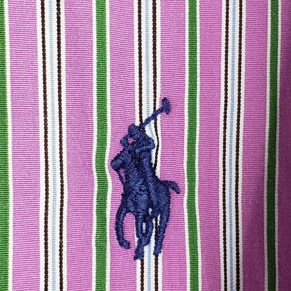 Polo Ralph Lauren Oxford Men's 2XL 120's Poplin Pink Stripe LS Button Down Shirt - Picture 4 of 10